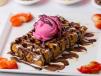 Waffle With Strawberry And Ice Cream