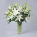 10 White Casablanca Lilies In Glass Vase