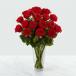 24 Red Roses In Glass Vase