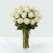 24 White Roses In Glass Vase
