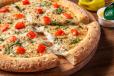 Fresh Spinach and Tomato Alfredo Pizza