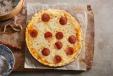 Akkawi Cheese and Pepperoni Manakeesh