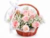 Pink Roses in Baskets