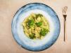 Penne Pasta With Mushroom And Brocolli In Pesto Sauce