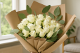 Rustic Bouquet of White Roses