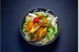Burnt Garlic Noodles with Chilli Paneer Gravy
