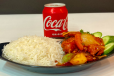 Steam Rice, Schezwan Chicken And Cold Drink