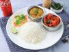 Chicken 65 with Rice and Khatti Dal and Soft drink