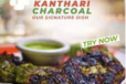 Kanthari Chicken Charcoal with Khubus and Hummus