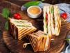 Vegetable Club Sandwich With Fries