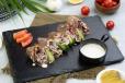 Beef Shawarma with Tahini Sauce on Keto Gluten Free Wrap