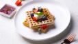 Keto Protein Waffles with Strawberry and Cream Cheese Frosting