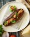 Meat Balls with Pesto Tomatoes Sauce on Keto Roll Sandwich - Contains Gluten