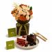 Peach Roses and Lisianthus with Red Velvet and Truffle Slice Combo