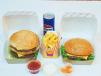 Beef Burger Meal, Cheese , French Fries And Pepsi