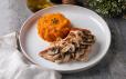 Mushroom-Glazed Chicken Breast with Fluffy Sweet Potato Mash