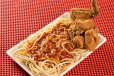 Spaghetti Pinoy With Fried Chicken Wings
