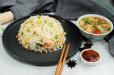 Burnt Garlic Fried Rice with Butter Garlic Chicken Gravy