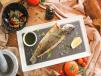 Branzino Al Forno Con Verdure Grigliate E Salsa Al Pesto