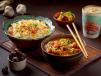 Burnt Garlic Rice with Chicken In Schezwan Sauce