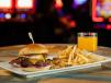 Beef Burger And Fries And Orange Juice