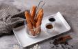 Churros (5 pcs) served with chocolate and caramel dip