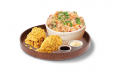 Fried chicken fried rice meal
