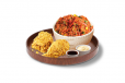 Schezwan fried rice with fried chicken