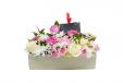 Pink and White Roses with Gifts Hamper