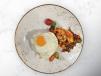 Fried Spicy Seafood With Thai Herbs With Rice And Fried Egg