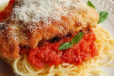 Spaghetti with chicken Pane