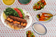 Mixed Grills For One Person With Soup, Appetizers And Molokhia