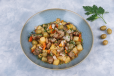 Pan fried beef with pickles and potatoes “Portuguese” style