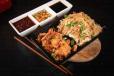Chicken chilli dry with singapore rice noodles