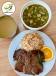 Taro and roasted meat dish