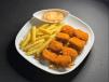 Chicken Nuggets Served With French Fries And Sauce