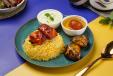 Paneer Tikka (2 pcs) Biryani, Pahadi Paneer tikka (2 pcs), Raita, Gulab Jamun