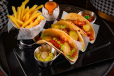 Tacos Chicken Barbeque, Smoked Chicken And Chilli Meat