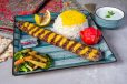 Chopped Special Kabab With Rice Tray