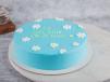 Classic Cake Blue With White Flowers