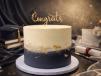Royal Graduation Cake – Black and Gold Edition