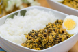 Plain Rice Palava Sauce With Fish And Cooked Egg