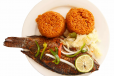 Jollof Rice W Grilled Fish And Salad