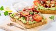 Mushroom, Beef Bacon and Tomato Avocado Toast
