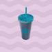 16 oz Palm print Frappe Cup-Teal and Purple
