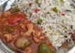 Spicy Prawns Shashlik With Fried Rice