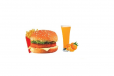 Beef burger and Orange Juice