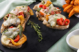 Roasted Vegetables & Cheese Crostini