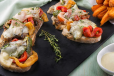 Roasted Vegetable & Cheese Crostini